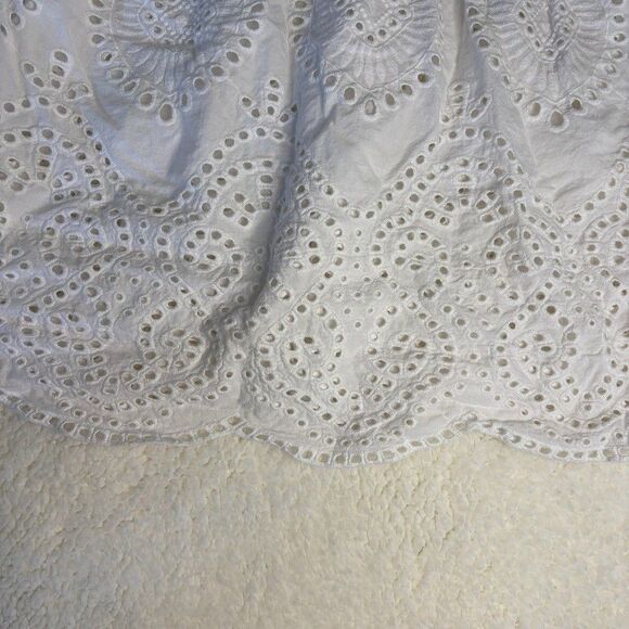 Charlie B Eyelet Peplum Top Women's‎ XL White Babydoll Peasant Cotton lace Boho - Picture 11 of 12